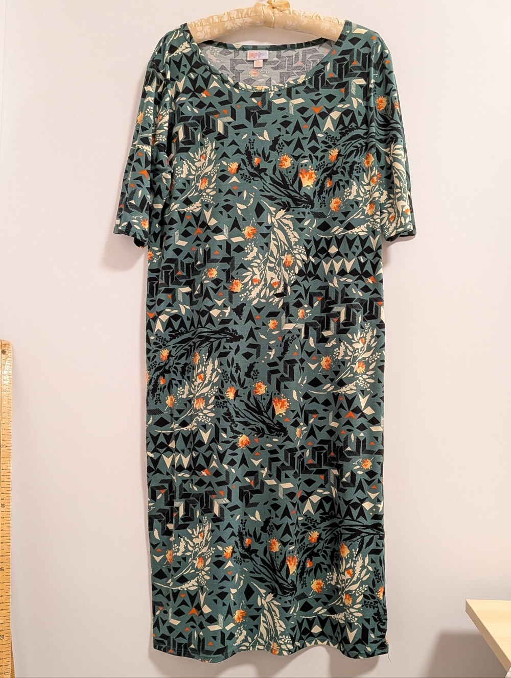 Lularoe Green Floral Pattern Short-Sleeve Women’s Dress